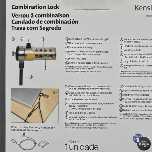 Kensington Combination Cable Lock for Laptops Brand New - Picture 3 of 4